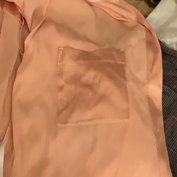 Vince Relaxed band collar button up shirt-long sleeves-large color peach Opal - Picture 7 of 8